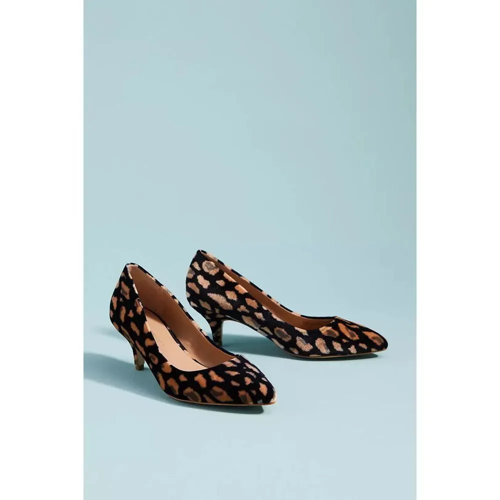 Anthropologie Abstract Velvet Kitten Heels NWT Size US 9.5 EU 40.5 - Picture 8 of 8